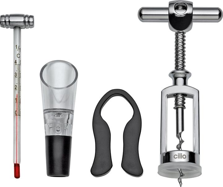 Actual product image Cilio Wine set LOMBARDIA 4 pcs (Drip ring, Wine pourer, Wine thermometer)