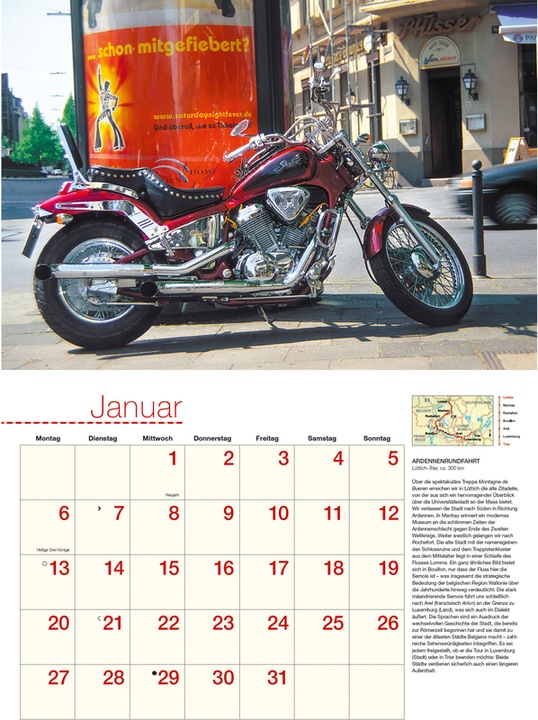 Produktbild Motorräder & Routen 2025 - Broschürenkalender - mit Schulferientabelle - Format 42 x 29 cm (42 x 29 cm, Harter Einband, Deutsch)