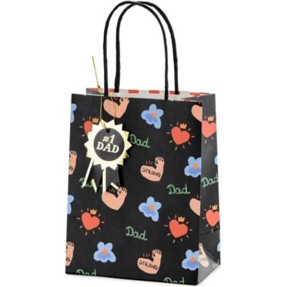 Partydeco, Geschenkverpackung, Gift bag #1 Dad, mix, 8x14x18 cm (1 pkt / 1 pc.) (Geschenktüte, 1 x)