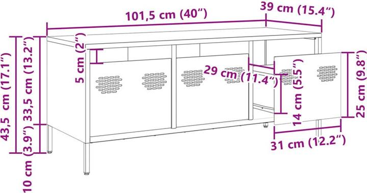 Produktbild vidaXL Fernsehschrank (101.5 x 39 x 43.5 cm)