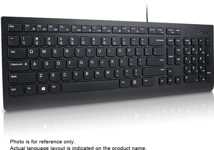 Produktbild Lenovo Essential with cord - US Euro Black (US, Kabelgebunden)