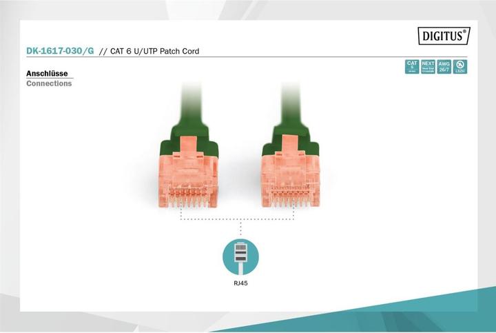 Actual product image Digitus CAT 6 U/UTP patch cord - LSZH (UTP, CAT6, 3 m)