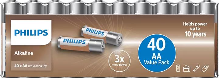 Produktbild Philips Alkaline AA battery 40-foil pack-LR6A40F (40 Stk., AA)