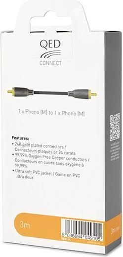 Actual product image QED Connect Cable 1 X Phono (M) To 1 X Phono (M) 3 metres QE8144 (3 m)