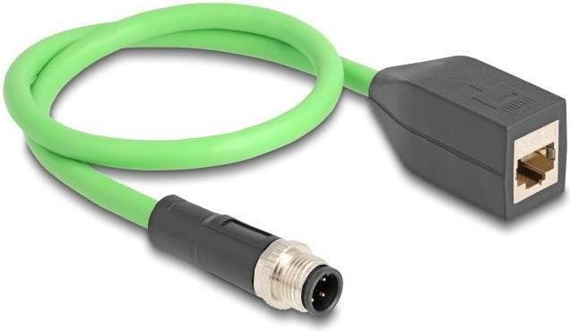 Produktbild Delock M12 Kabel D-kodiert 4 Pin Stecker zu RJ45 Buchse PUR (TPU) 0,5 m (SF/UTP, 0.50 m)