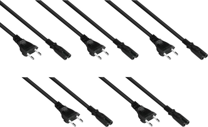 Produktbild Varia Euro-Netzkabel Euro-Stecker Typ C an C7Euro 8 Buchse, schwarz, 0,75mm, 1,8m - 5e (1.80 m)