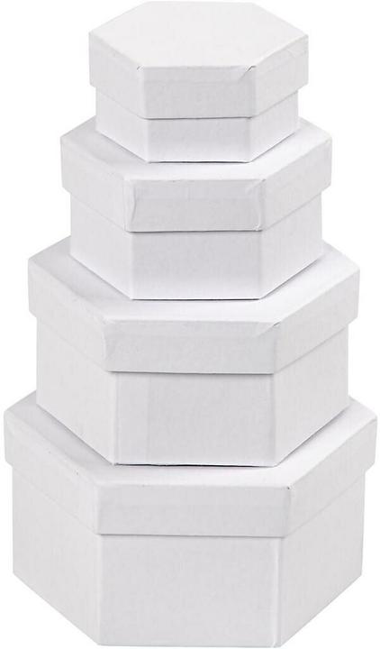 Image du produit Creativ Company Papp-Schachtel sechseckig 4 Stück, Weiss