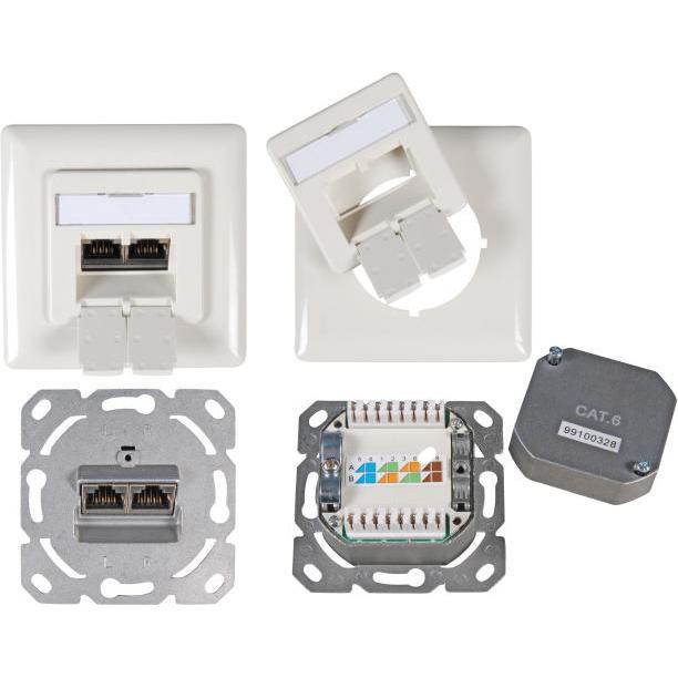EFB Elektronik, Steckdose, EFB Datendose Cat.6 250MHz rechts/links,Unterputz,2xRJ45,wei