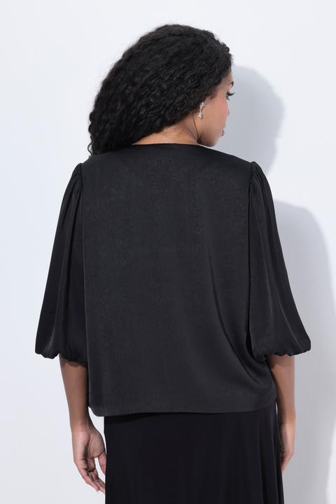 Image du produit Ulla Popken Veste courte à col rond et larges manches 3/4, noeud (42, 44)