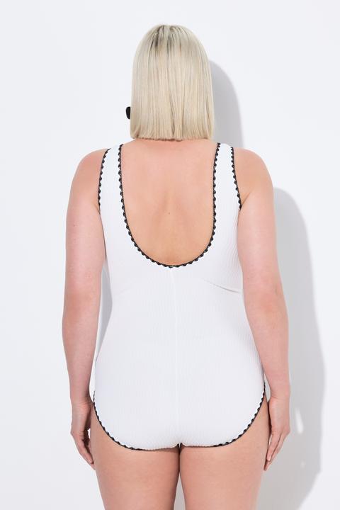 Image du produit Ulla Popken Maillot de bain sans bonnets souples, décolleté en V et matière texturée (50, 52)