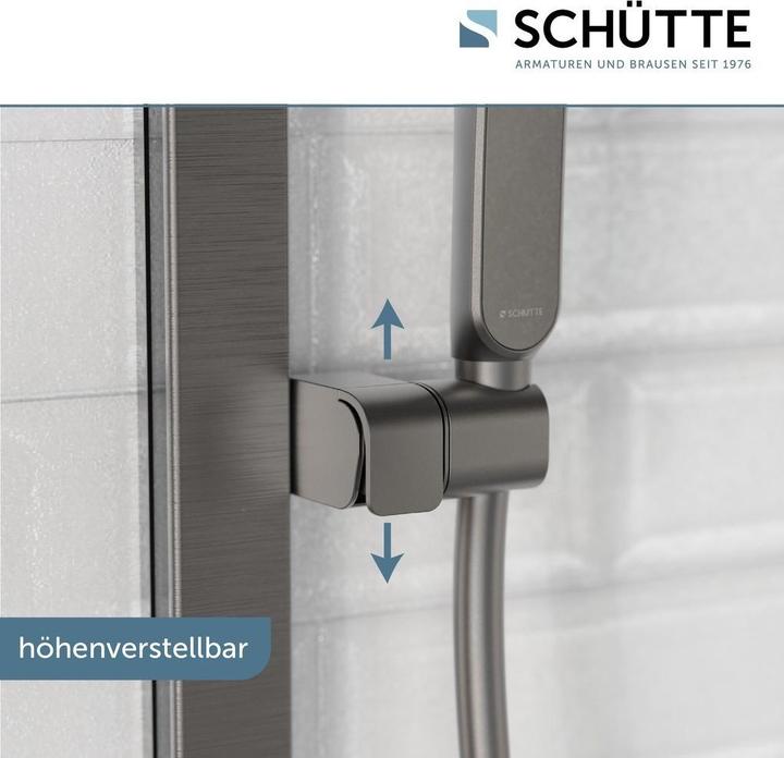 Actual product image Schütte Shower bar set bathroom KARIBIK bar shower set graphite matt oval Including hand shower 64202 (3 Beam types, 16 l/min)