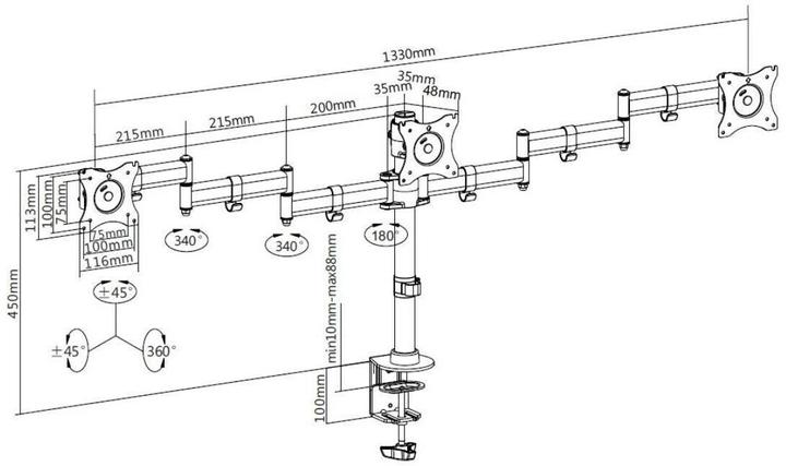 Produktbild Multibrackets MB Tischständer Basic tripple (Tisch, 27")