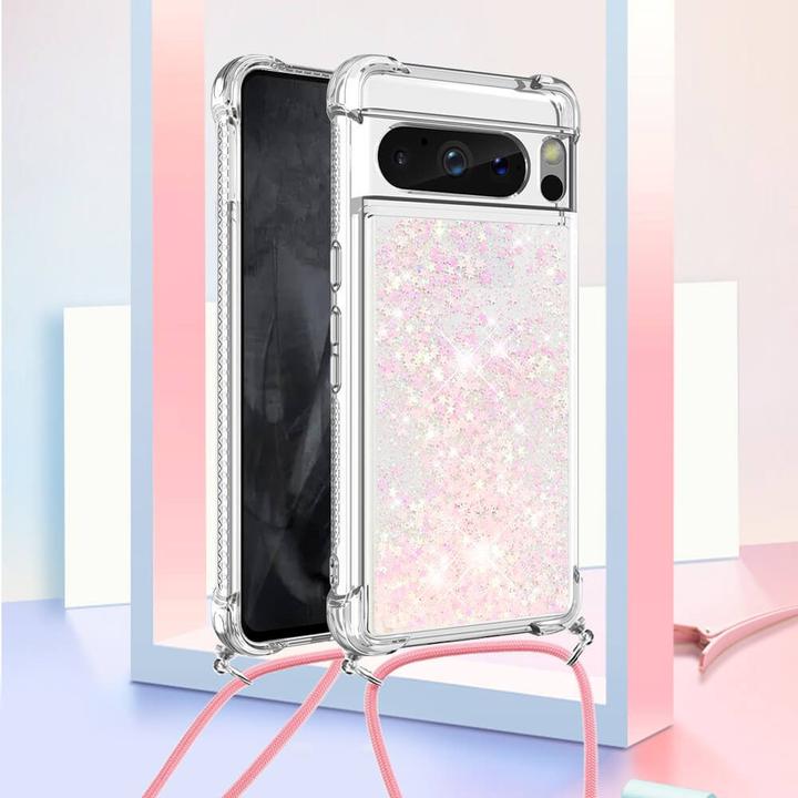 Produktbild Cover-Discount Google Pixel 8 Pro - Glitzer Hülle mit Umhängeband rosa (Google Pixel 8 Pro)