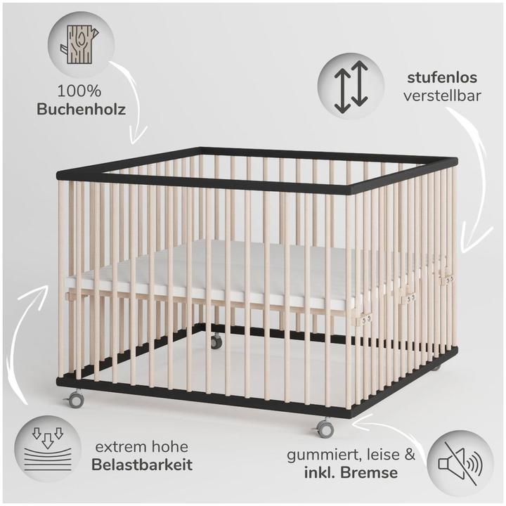 Image du produit Sämann Parc Premium avec barreaux amovibles (100 cm, 75 cm, Hêtre)