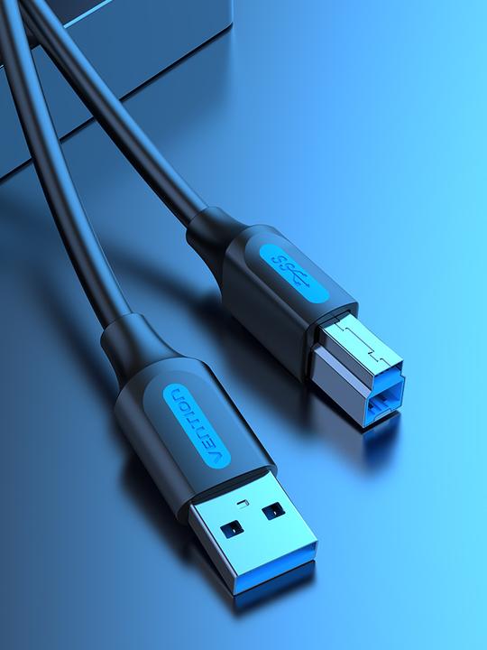 Actual product image Vention USB 3.0 A to B cable COOBI 3m Black PVC (3 m, USB 3.2 Gen 1)