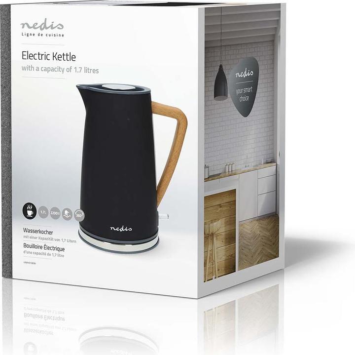 Productafbeelding Nedis Waterkoker | 1,7 l | Soft-Touch | Zwart | 360 graden draaibaar | Verborgen verwarmingselement | S (1.70 l)