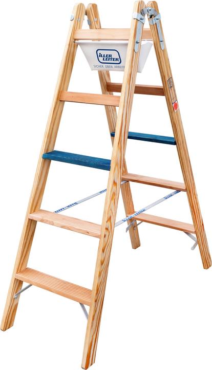 Geis&Knob Holz Stufen Stehleiter ERGO Plus 2x5 Stufe 2105-7 (Stehleiter, 153 cm)