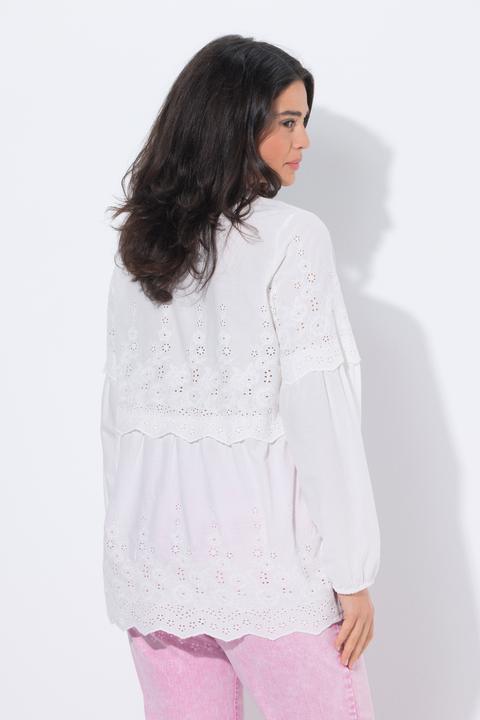 Immagine prodotto Ulla Popken Blusa Boho con ruche/pizzo, collo alto e maniche lunghe (62)