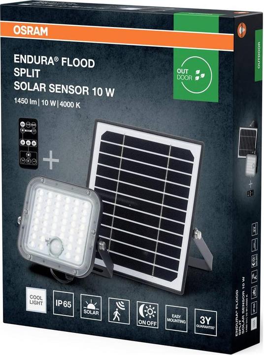 Produktbild Osram HOMELIGHTING 4099854429415 Endura Flood Split Solar Sensor 10W 840 Remote (1400 lm, IP65)