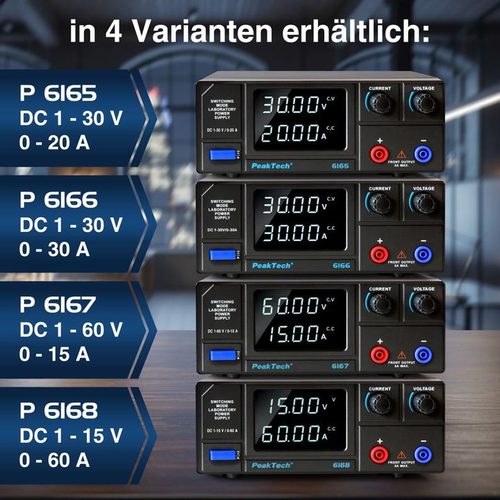Actual product image Peaktech Labornetzgerät P 6168, 1...15 V, 0...60 A, 900 W