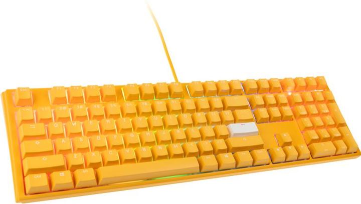 Actual product image Ducky One 3 Yellow Gaming Keyboard, RGB LED - MX-Speed-Silver (US) (US, Cable)