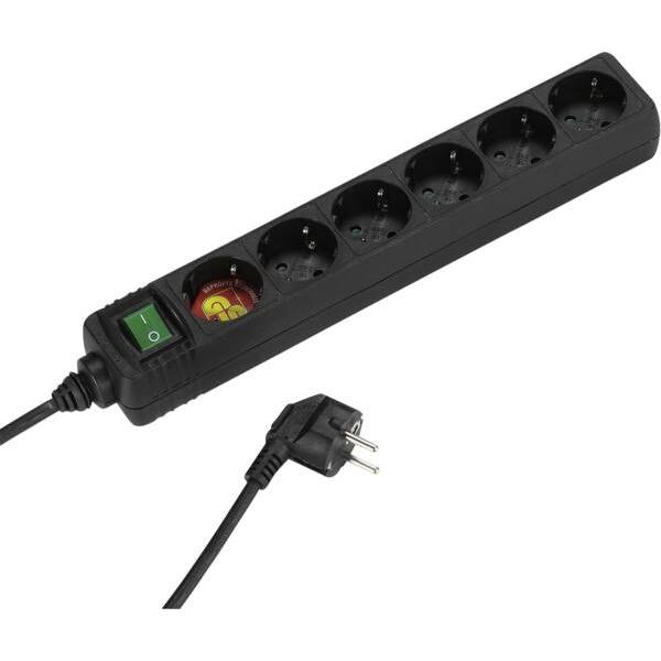 Vivanco, Ciabatta multipresa, Steckdosenleiste mit 6 Schuko-Anschlüssen Schwarz (6x, CEE 7/3, 1.40 m)
