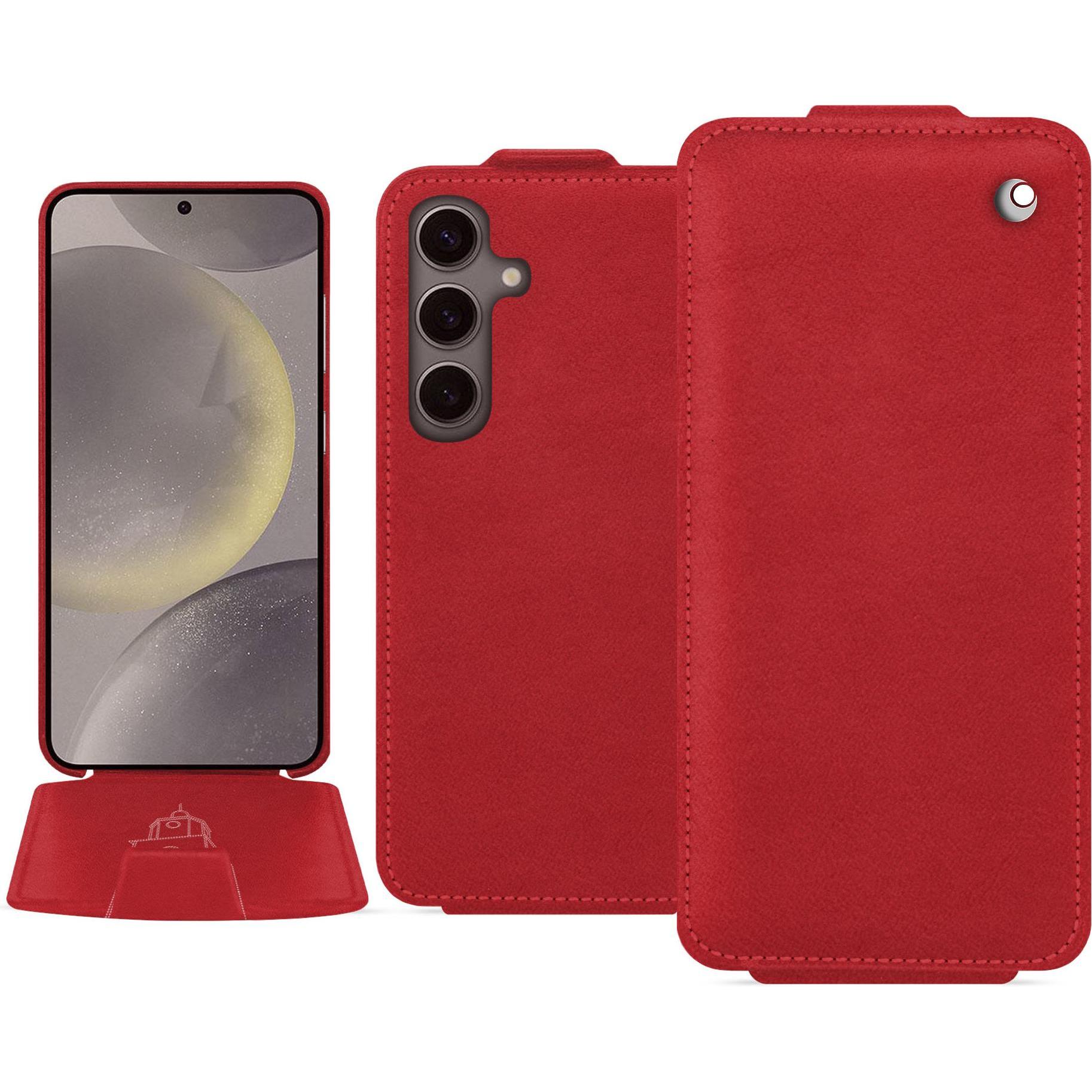 Noreve Lederschutzhülle vertikal (Samsung Galaxy S24), Smartphone Hülle, Rot