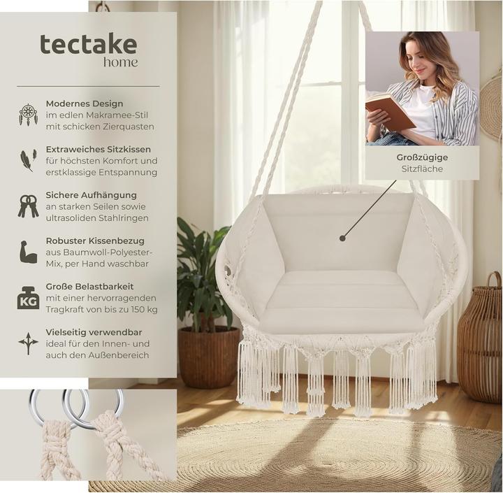 Image du produit tectake Fauteuil suspendu (150 kg)