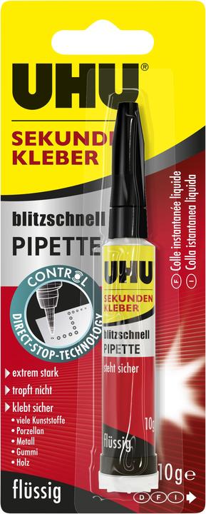 Produktbild UHU Sekundenkleber blitzschnell Pipette (10 g)