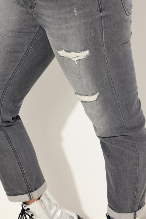 Immagine prodotto Ulla Popken Boyfriend jeans con effetto sdrucito, elasticizzazione e cinque tasche (60)