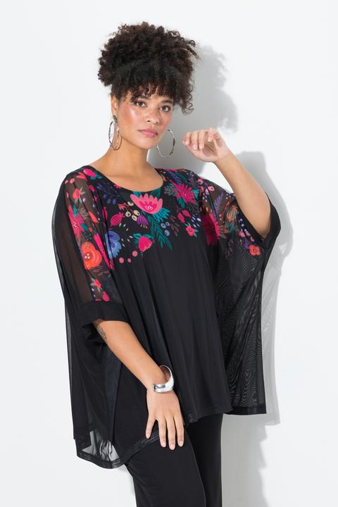 Immagine prodotto Miamoda Bluse, oversized, Blüten-Bordüre, blickdichtes Top (42, 44)