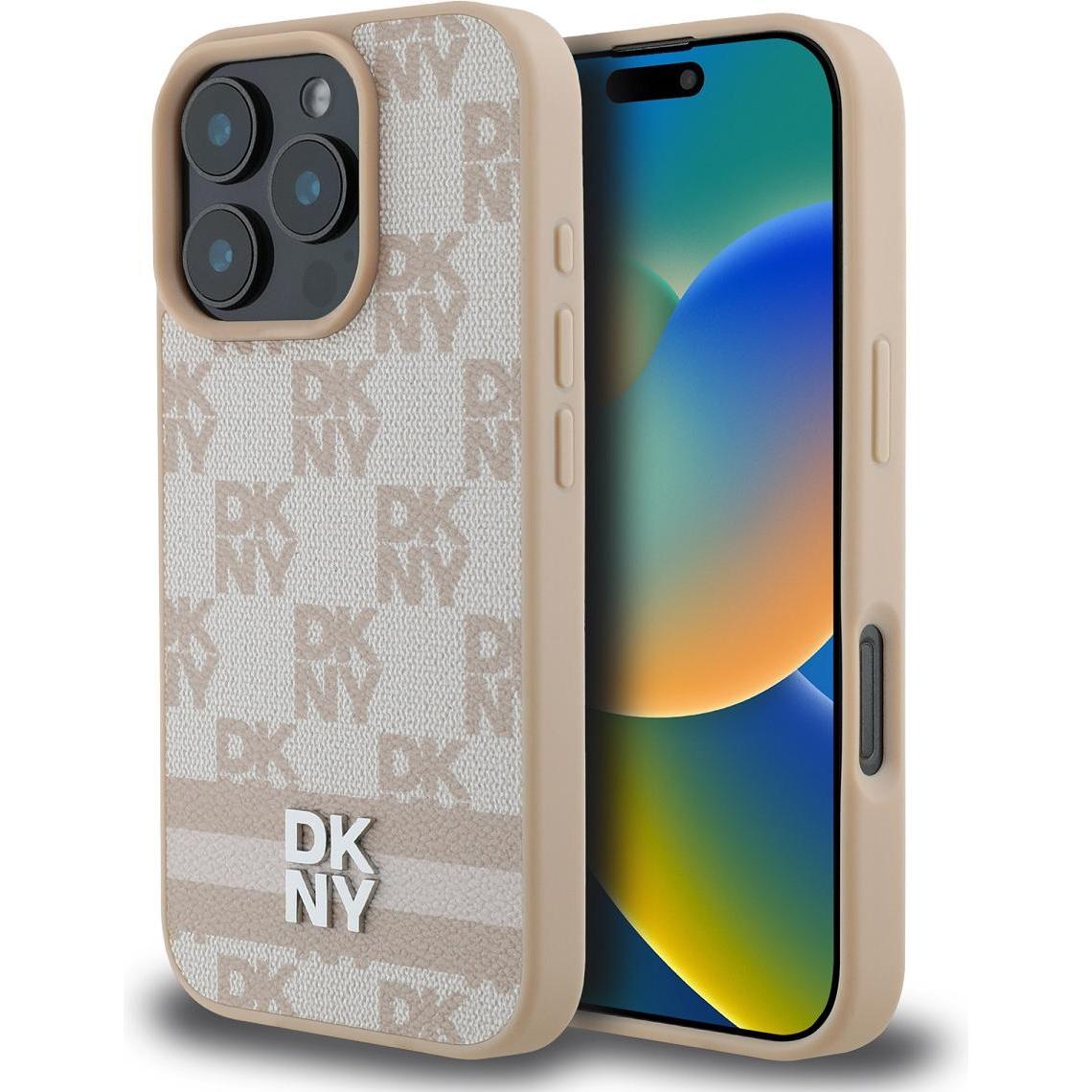 DKNY DKHCP16LPCPTSSP iPhone 16 Pro 6.3" różowy/pink hardcase Checkered Pattern & Printed Stripes (Apple iPhone 16 Pro), ...
