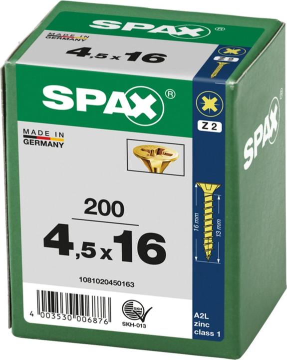 Produktbild Spax Senkmultikopf Kreuzschlitz Z2 Vollgewinde Yellox (200 Schrauben pro Stück)