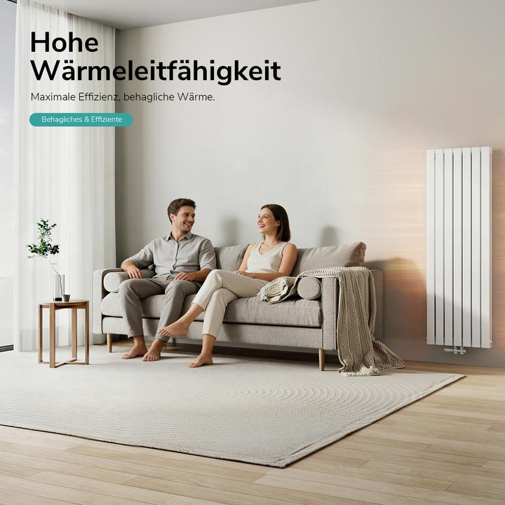 Produktbild Emke Heizkörper, Flachheizkörper mit Zentralanschluss, Weiss 160x53cm 1739W Doppellagig (1739 W)
