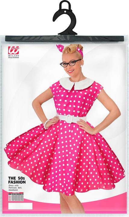 Produktbild Widmann 50er JAHRE ROCK'N'ROLL MODE HOT PINK (Kleid mit Petticoat, Gürtel, Haarband), S (S)