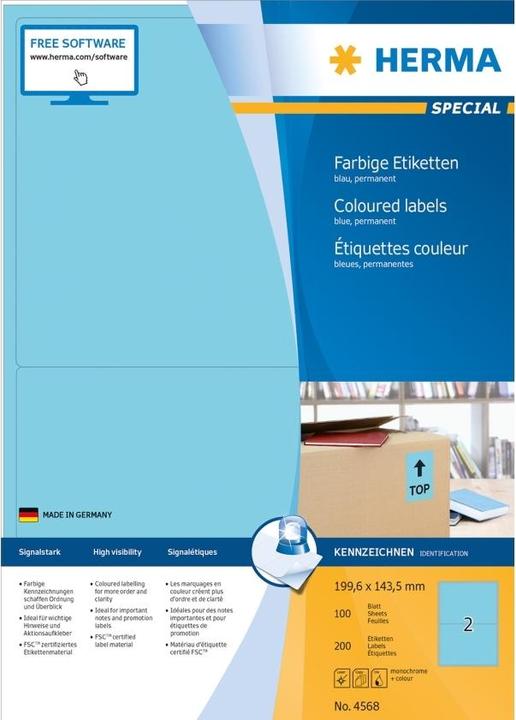 Produktbild HERMA Farbige Etiketten A4