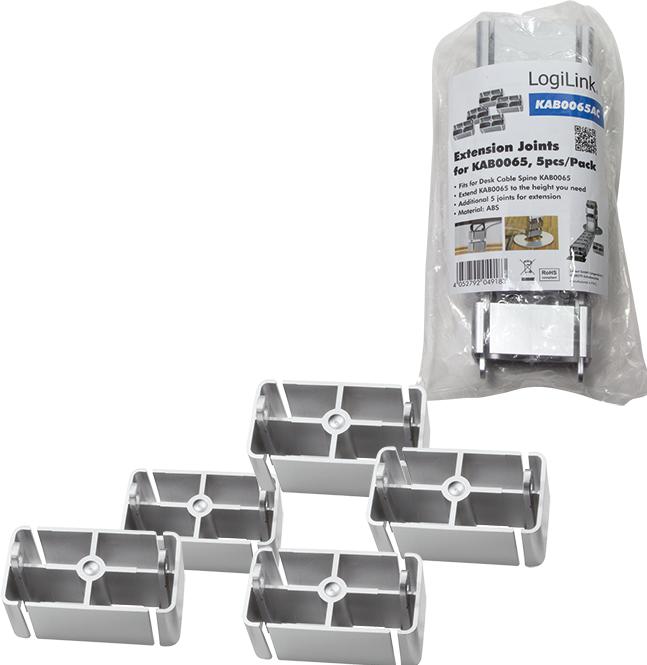 Immagine prodotto LogiLink Canalina per cavi, flessibile, 800 x 68 mm, 5 elementi aggiuntivi (Tubazione, 80 cm)