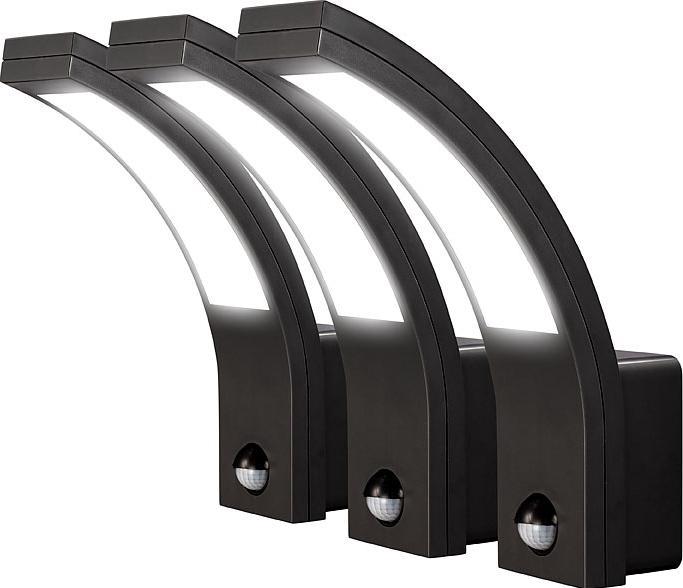 Lunartec 3er-Set LED-Aussen-Wandleuchten mit PIR-Bewegungssensor, 1.100 lm, 15 W (1.10 lm, IP54)