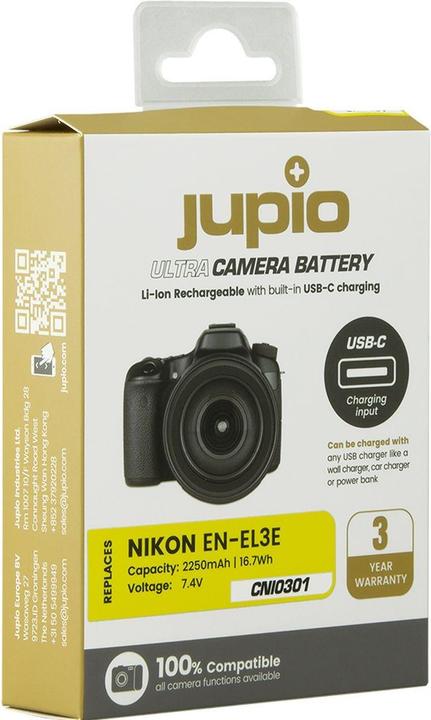 Produktbild Jupio EN-EL3E Ultra C (USB-C Input) 2250mAh (Kamera Akku)