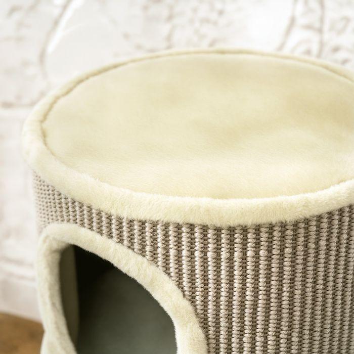 Produktbild Swisshandel24 Kratztonne, 49 cm hoch, Ø35,5 cm, Plüschrand, Khaki+Kaffee (49 cm, Khaki+Kaffee)