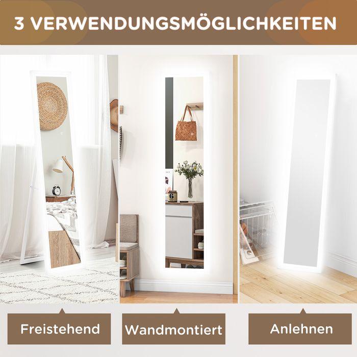 Immagine prodotto Swisshandel24 Ganzkörperspiegel 40 x 160 cm Standspiegel mit LED Lichte, Wandspiegel Weiss (40 x 160 cm)