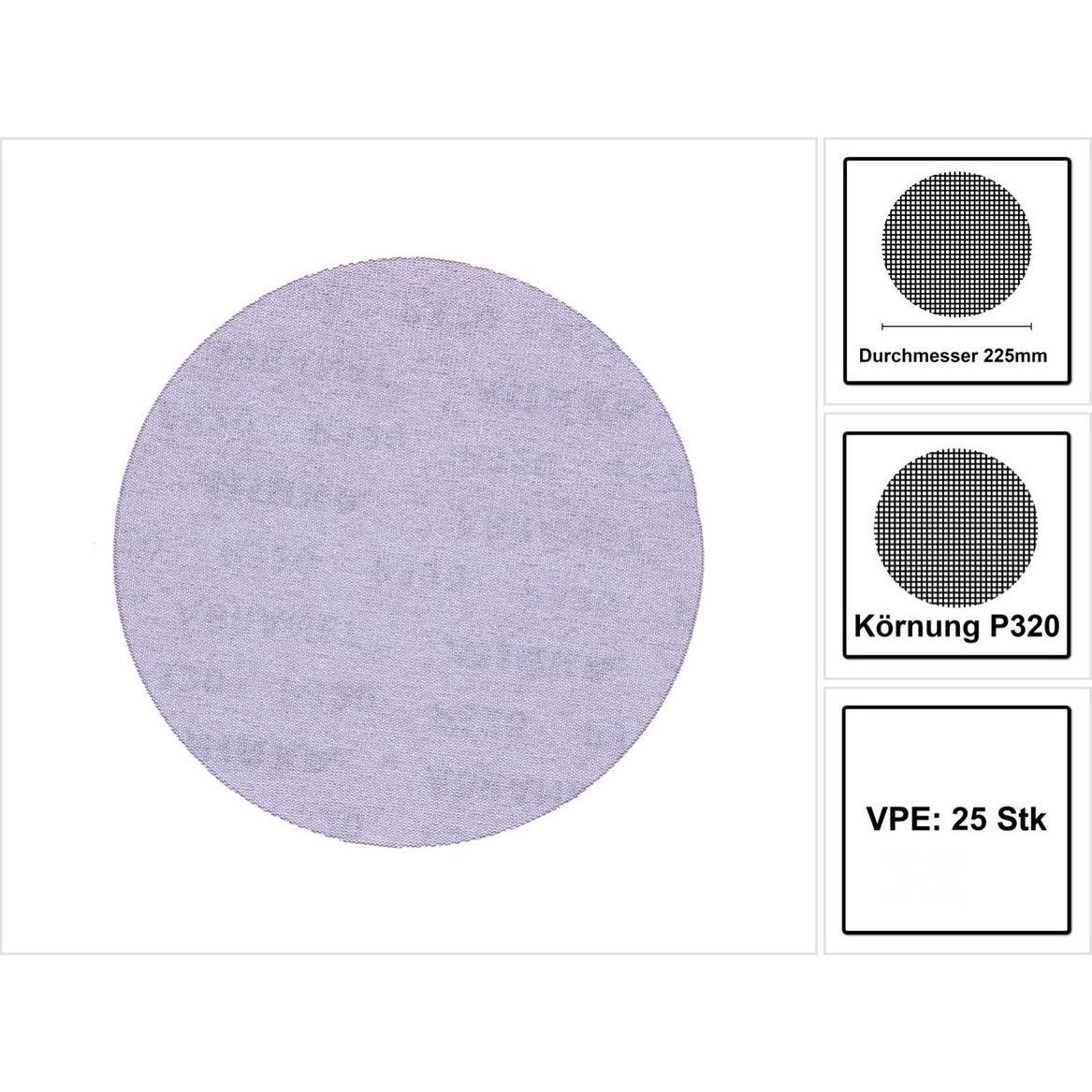 Mirka, Abrasivi, ABRANET Disco abrasivo Grip 225mm / P320 - 25 pezzi ( 5422302532 ) (P320)