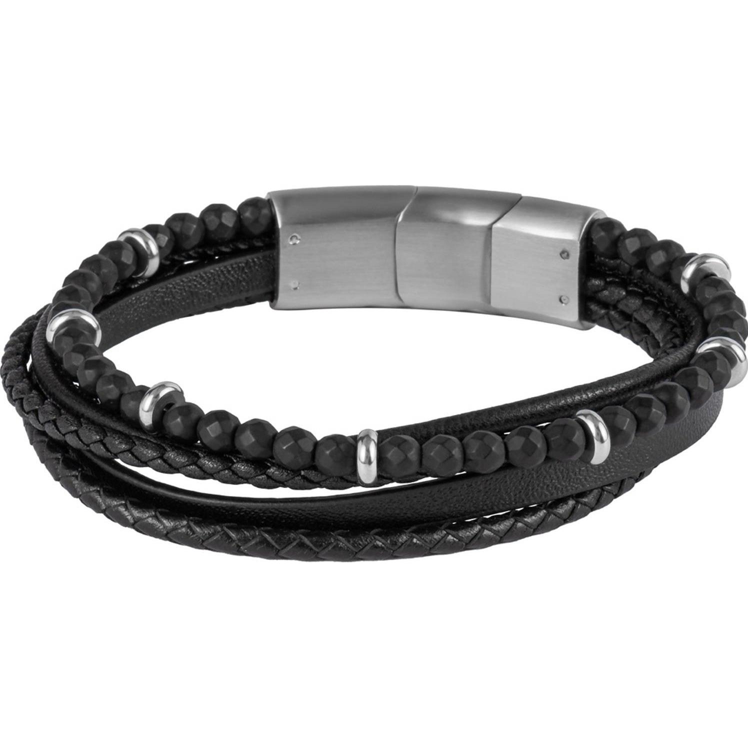 Jacques Lemans, Armschmuck, Armband, (20 cm, Leder, Edelstahl)