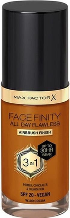 Actual product image Max Factor Facefinity 3-in-1 All Day Flawless Foundation SPF 20 30ml 100 Cocoa