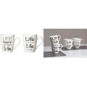 Ritzenhoff & Breker, Tasse, Kaffeebecher LIFE SPRÜCHE, 590 ml aus Porzellan, spülmaschinengeeignet, 2 Motive sortiert (5...