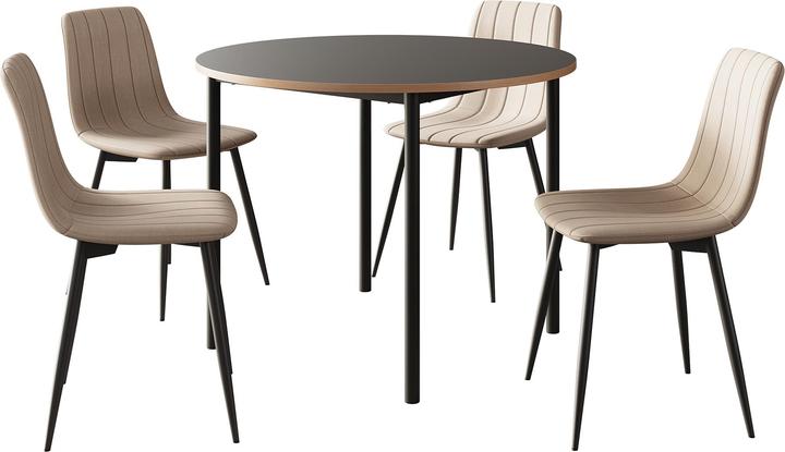 Image du produit En.Casa Essgruppe Lindesberg 5-teilig rund Grau/Hellbraun (Panneau de bois MDF)