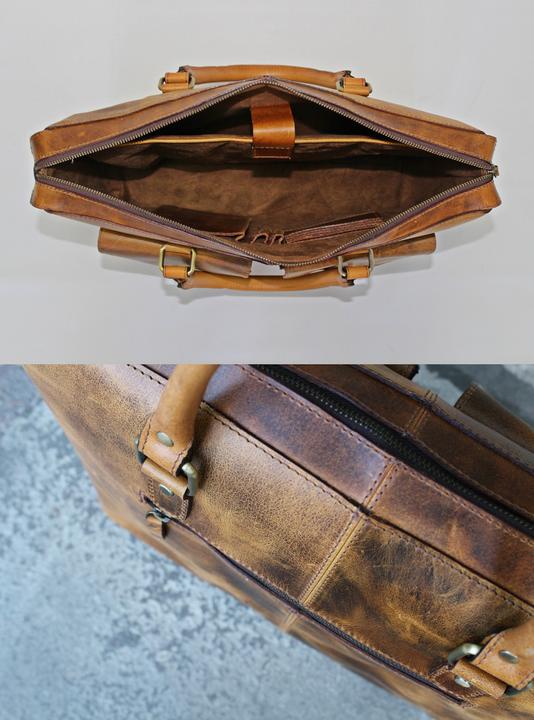 Produktbild Only-Bags.Store Echtes Leder Aktentasche, Laptop Tasche, Büro Umhängetasche, Messenger Bag, Weihnachtsgeschenk (15.60")