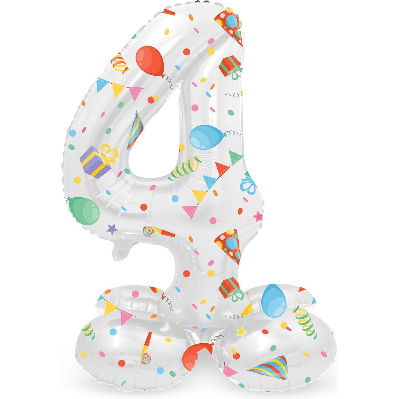 Folat Stehender Folienballon Joyful Party Nummer 4 -72cm