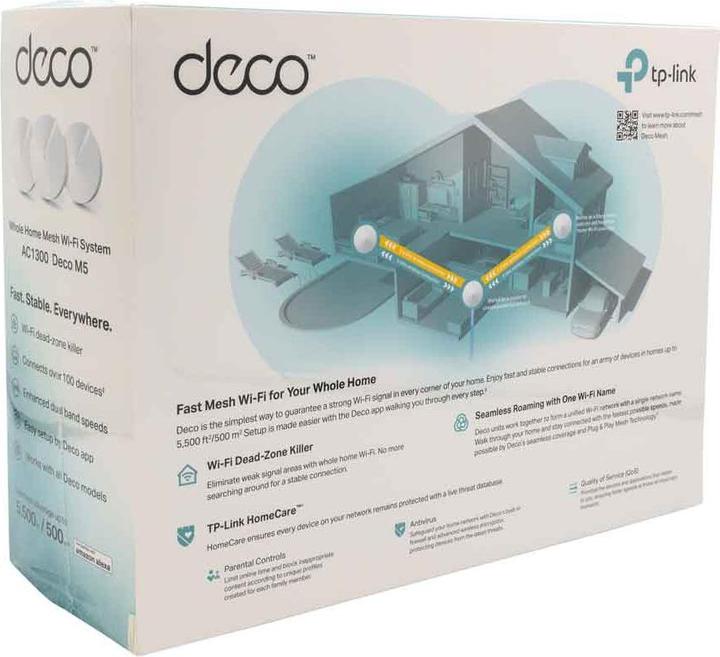 Productafbeelding TP-Link Deco M5 Dualband WLAN Mesh Set van 3 (AC1300)