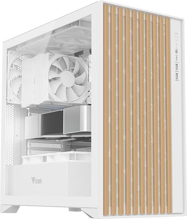 Immagine prodotto Itek Boitier Moyen Tour ATX Woody avec panneaux vitrés (Blanc/Marron) (mATX, Mini-ITX, ATX)